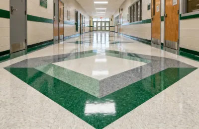 Armstrong VCT tile in a school hallway