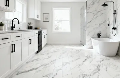 Armstrong marble-look LVT in a modern kitchen